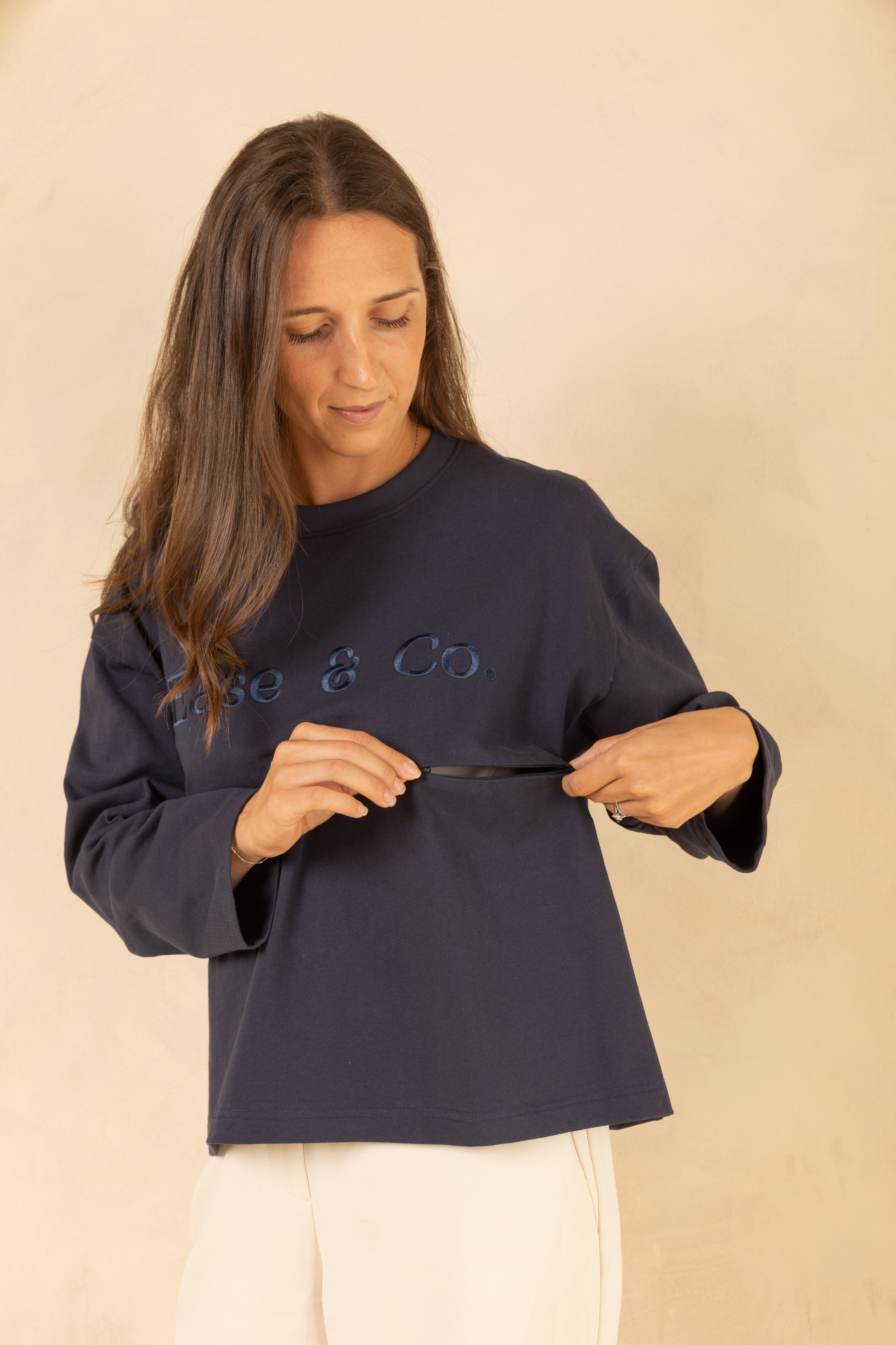 Breastfeeding Friendly Zip Access Longsleeved Tops