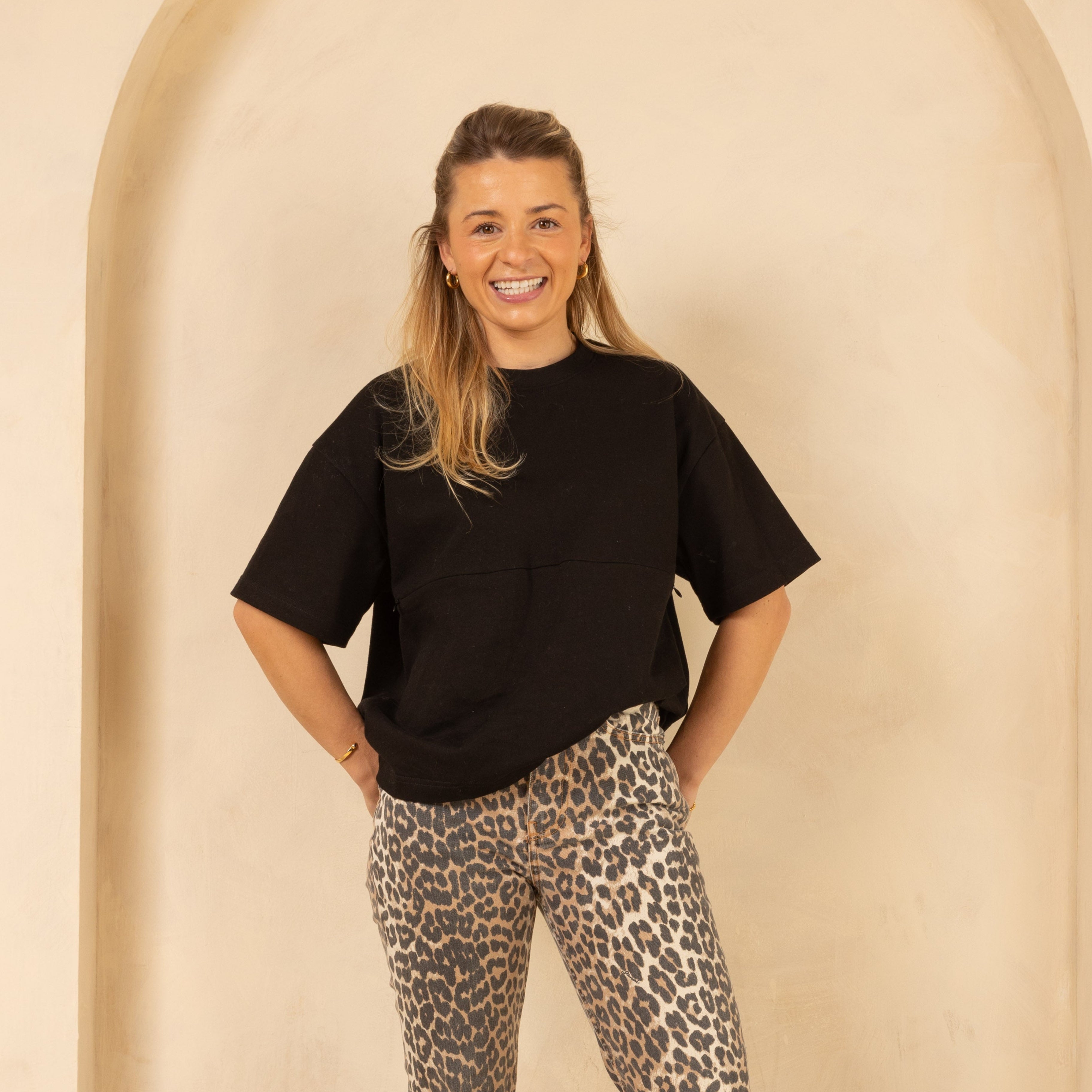 Breastfeeding Friendly Zip Access T-Shirt - Black