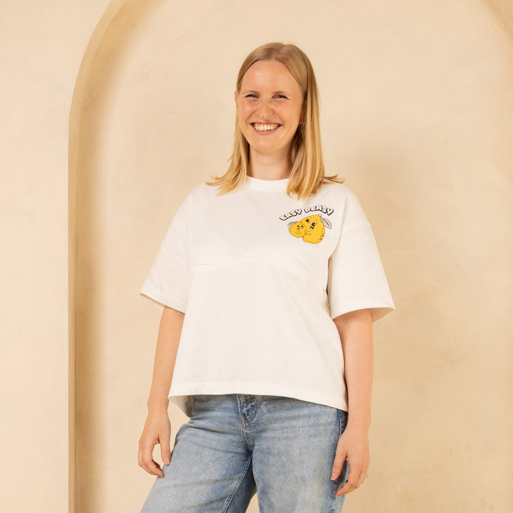 Breastfeeding Friendly Zip Access T-Shirt - Lemons
