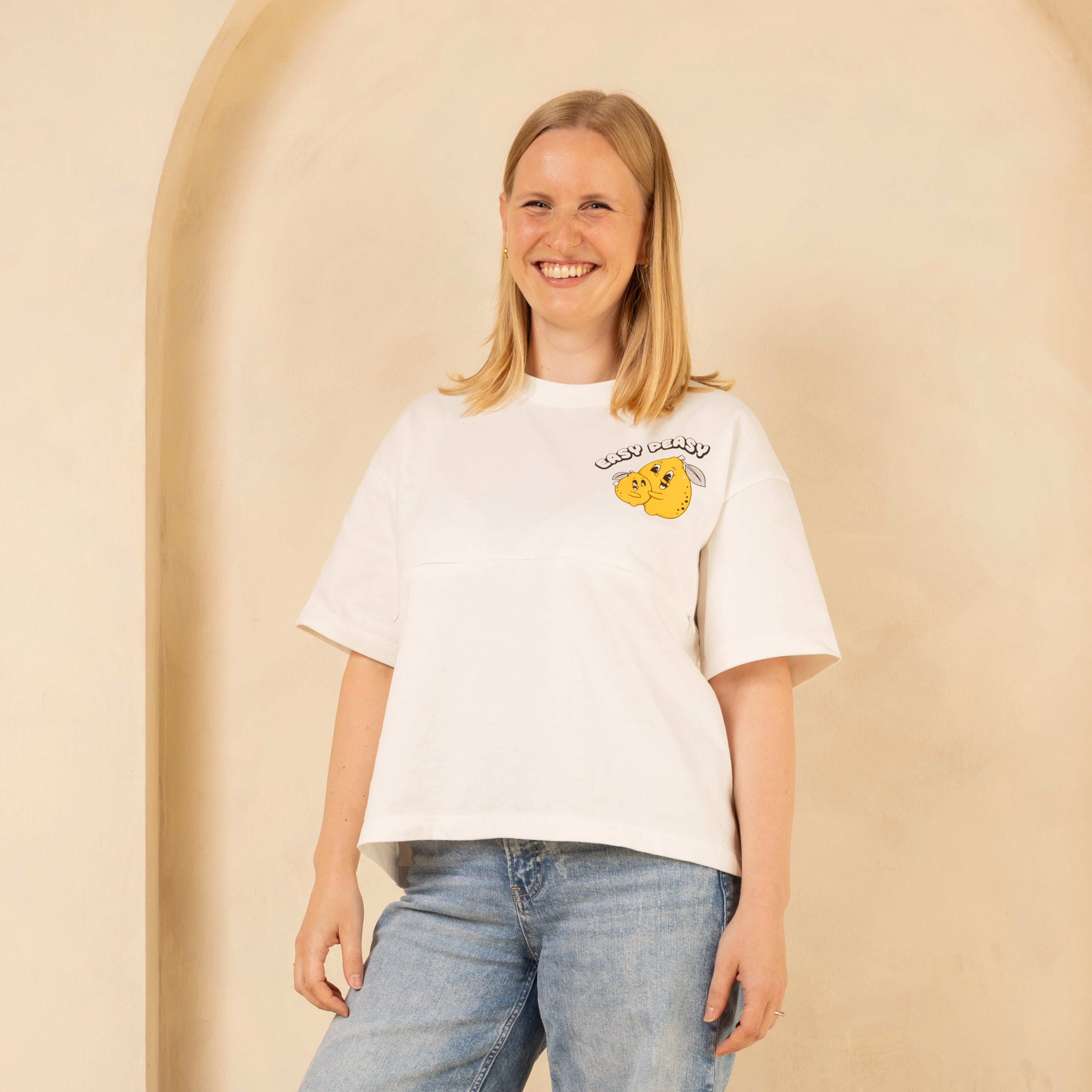 Breastfeeding Friendly Zip Access T-Shirt - Lemons