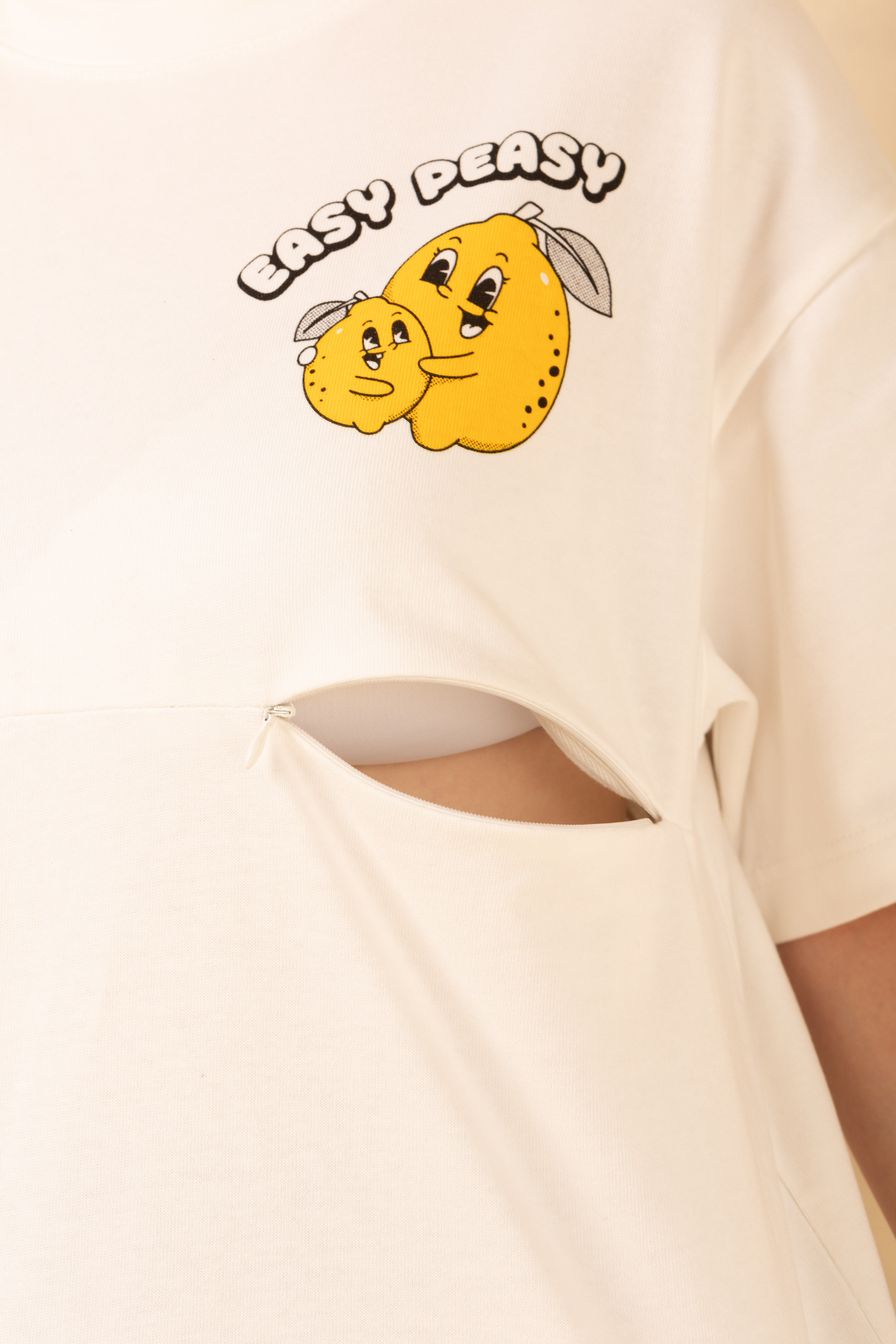 Breastfeeding Friendly Zip Access T-Shirt - Lemons