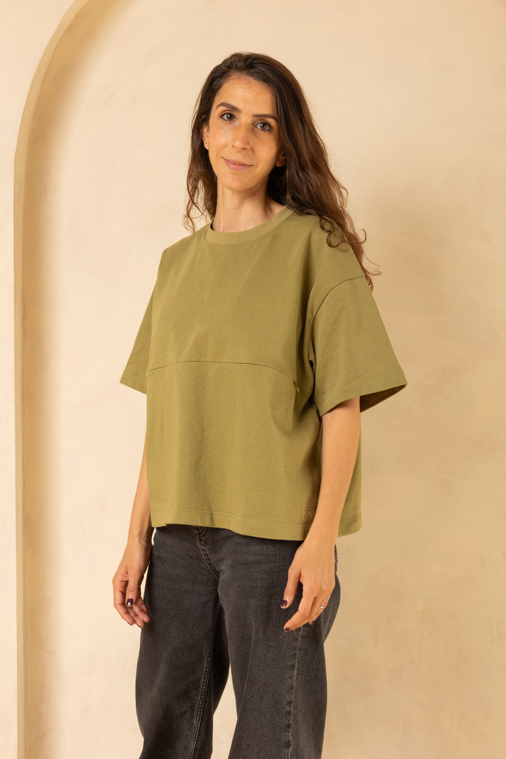 Breastfeeding Friendly Zip Access T-Shirt - Green